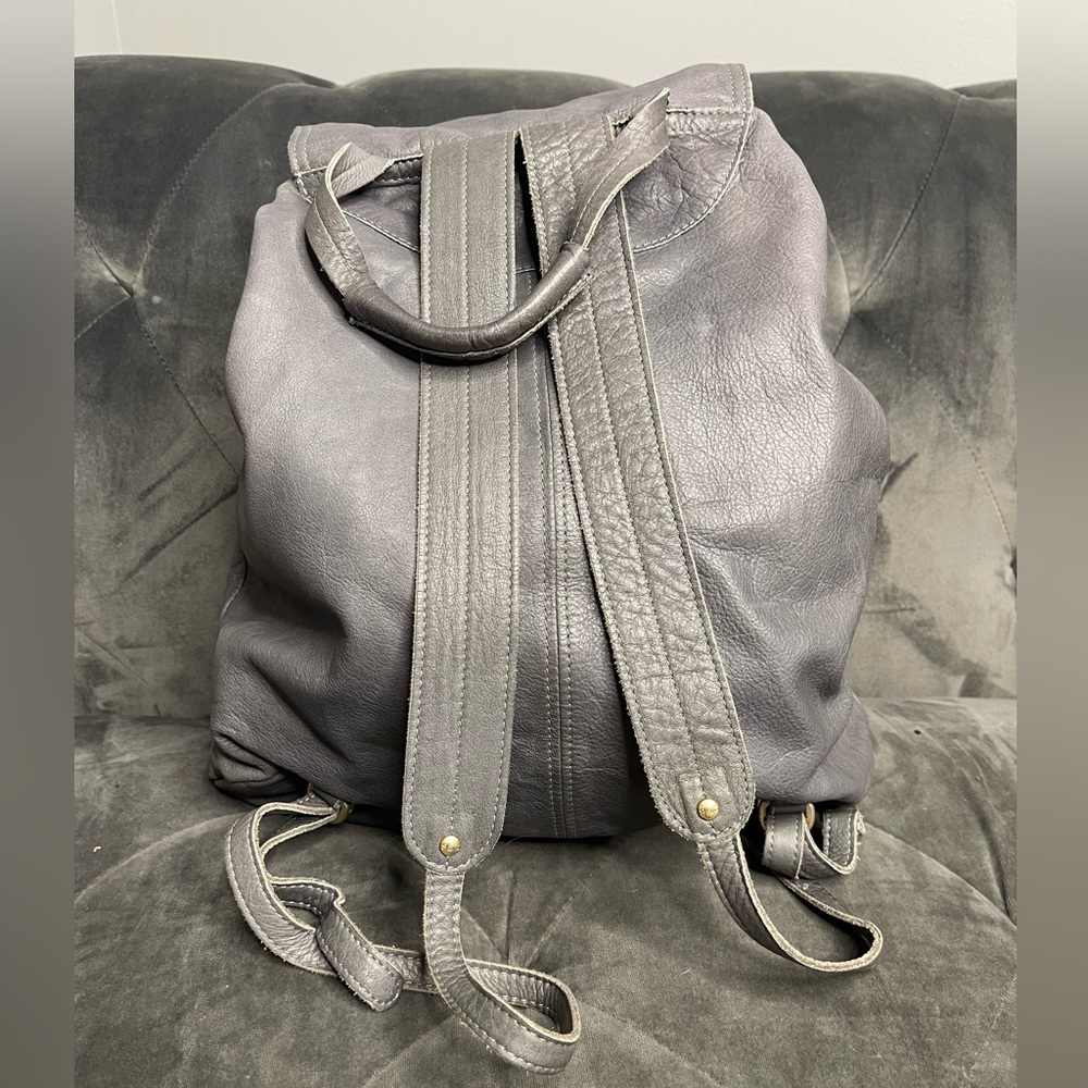 🌈SEE BY CHLOE Soft Leather Backpack Hand Bag Gray Women Authentic 16479 - Picture 3 of 8